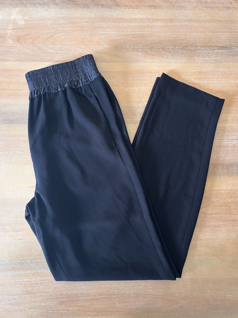 Sandro Paris Stretch Waist Pull-On Tapered Leg Pants, Black, Sz 2 Minimalist